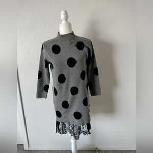 Polka Dot Tunic sweater with Lace